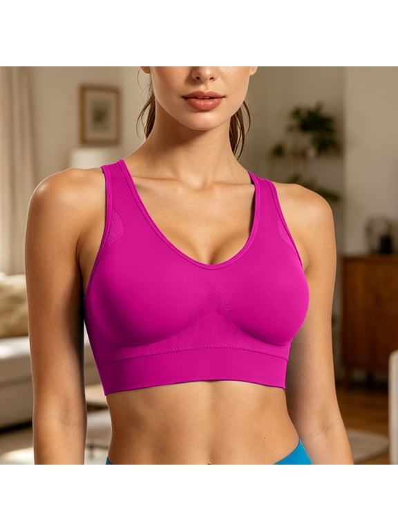 Bras for Women U Neck Wide Strap Sleeveless Bras for Women Slim Fit Athletic Workout Stretchy Sports Bras for Women