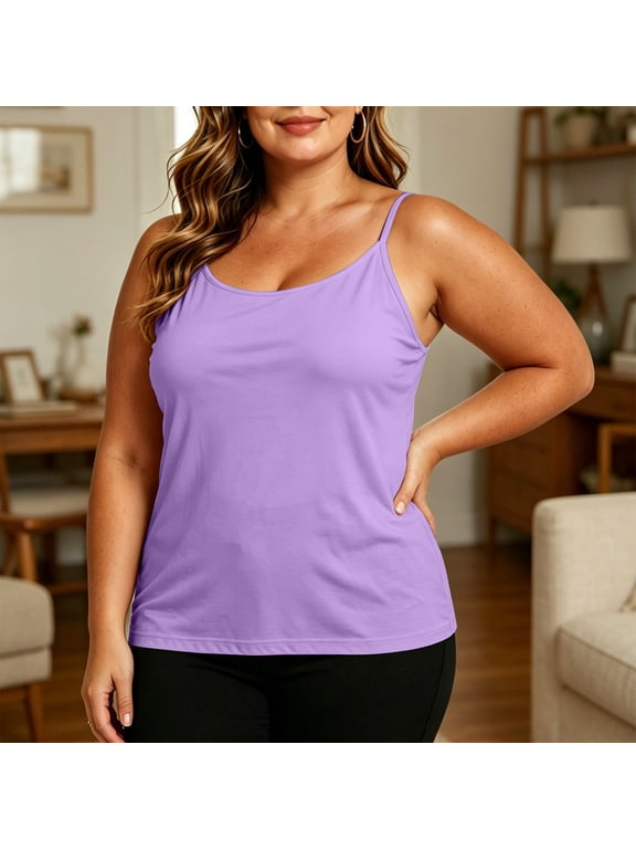 Camisole Tops for Women Round Neck Thin Strap Sleeveless Tops for Women Relaxed Fit Everyday Wear Wrinkle Resistant Casual Tops for Women