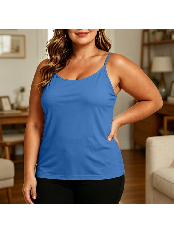 Camisole Tops for Women Round Neck Thin Strap Sleeveless Tops for Women Relaxed Fit Everyday Wear Wrinkle Resistant Casual Tops for Women