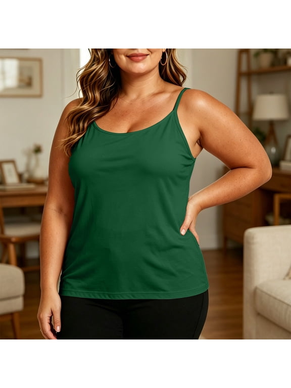 Camisole Tops for Women Round Neck Thin Strap Sleeveless Tops for Women Relaxed Fit Everyday Wear Wrinkle Resistant Casual Tops for Women