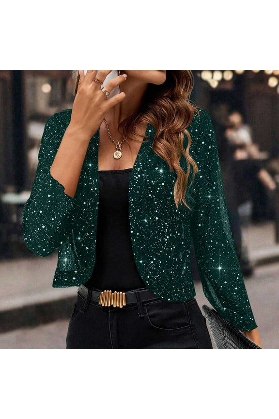 Cardigan for Women Lightweight Sequin Bolero Shrug Jacket Open Front Mesh Cardigan Cropped Fall Outerwear for Party