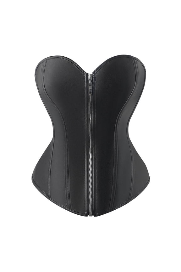 Corset Tops for Women Sweetheart Neck Faux Leather Zip Front Bustiers Rock Concert Gothic Style Shapers Corsets Gift