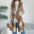 thumbnail image 1 of Pounoo Flannel Plaid Vest for Womens Lapel Button Down Sleeveless Blazer Jackets with Pockets Fall Winter Clothes Gift, 1 of 8