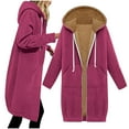 thumbnail image 1 of Pounoo Fleece Lined Hoodie for Women Oversized Long Hoodies Zip Up Sweatshirts Womens Tunic Sweatshirt Winter Clothing for Women, 1 of 7