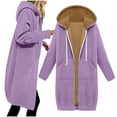 thumbnail image 1 of Pounoo Fleece Lined Hoodie for Women Oversized Long Hoodies Zip Up Sweatshirts Womens Tunic Sweatshirt Winter Clothing for Women, 1 of 7