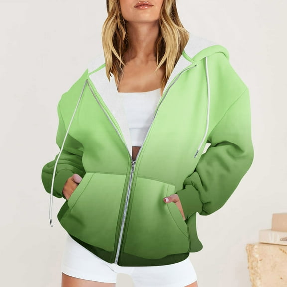 Pounoo Floral Zip Up Hoodies for Women Boho Tops for Women Casual Multiple Print Graphic Y2K Fall Hooded Jacket with Pockets Gift