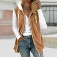 thumbnail image 1 of Pounoo Fuzzy Fleece Vest for Women Zip Up Hooded Sleeveless Sherpa Jacket With Pockets Lightweight Vest Fall Fashion Must Have, 1 of 5