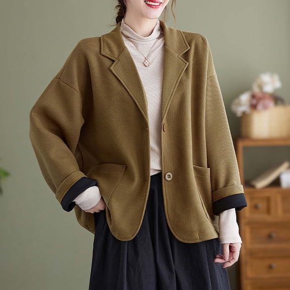 Pounoo Gift Oversized Blazers for Women Suit Long Sleeve Blazer Jacket Casual Boyfriend Style Work Office Blazer with Pockets