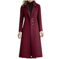 thumbnail image 1 of Pounoo Gift Women's Winter Wool Trench Coat Autumn Winter Slim Fit Knee Length Elegant Long Double Breasted Overcoat, 1 of 3