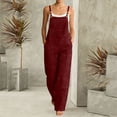 thumbnail image 1 of Pounoo Jumpsuits for Women Adjustable Strap Solid Tone Pocket Design Relaxed Fit Slacks Weekend Vacation Style Soft Comfortable Pants, 1 of 7