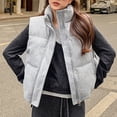thumbnail image 1 of Pounoo Lightweight Puffer Vest Women Cropped Quilted Zip Up Sleeveless Jacket Winter Warm Puffy Stand Collar Down with Pockets Gift, 1 of 5