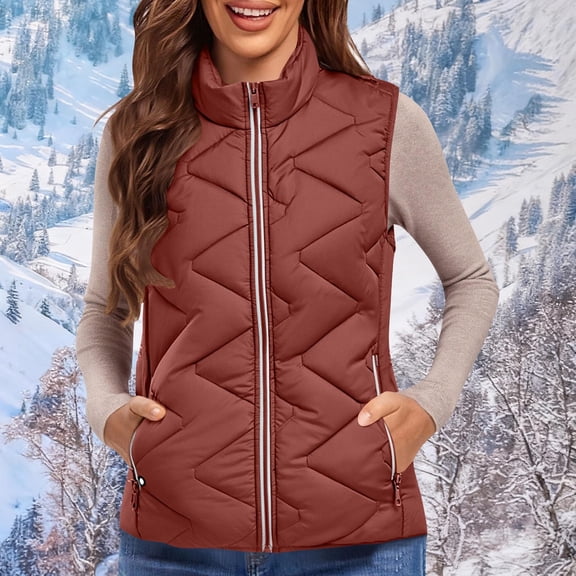 Pounoo Lightweight Quilted Filled Puffer Vests for Women Casual Cropped Sleeveless Patchwork Coat Fall Winter Clothing for Women Gift