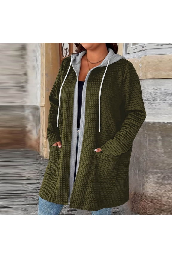 Long Hoodies for Women Zip Up Quilted Drawstring Long Sleeve Sweatshirt Jackets Fall Winter Fashion Clothes with Pockets Gift