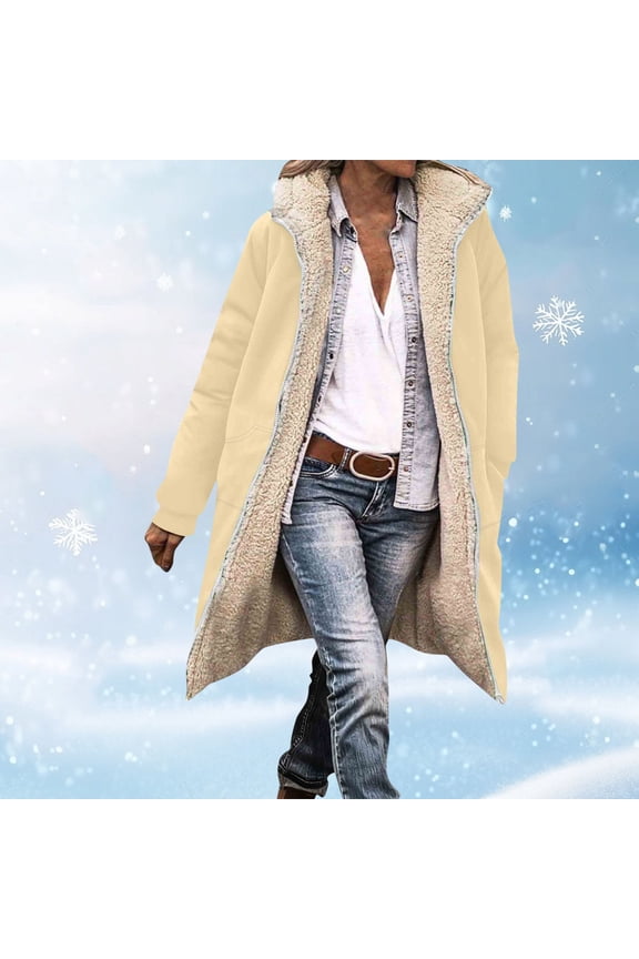 Long Reversible Winter Coats for Women Oversized Fleece Puffer Thicken Warm Shearling Down Jackets Outerwear Long Coats Parka Jacket with Hood Gift