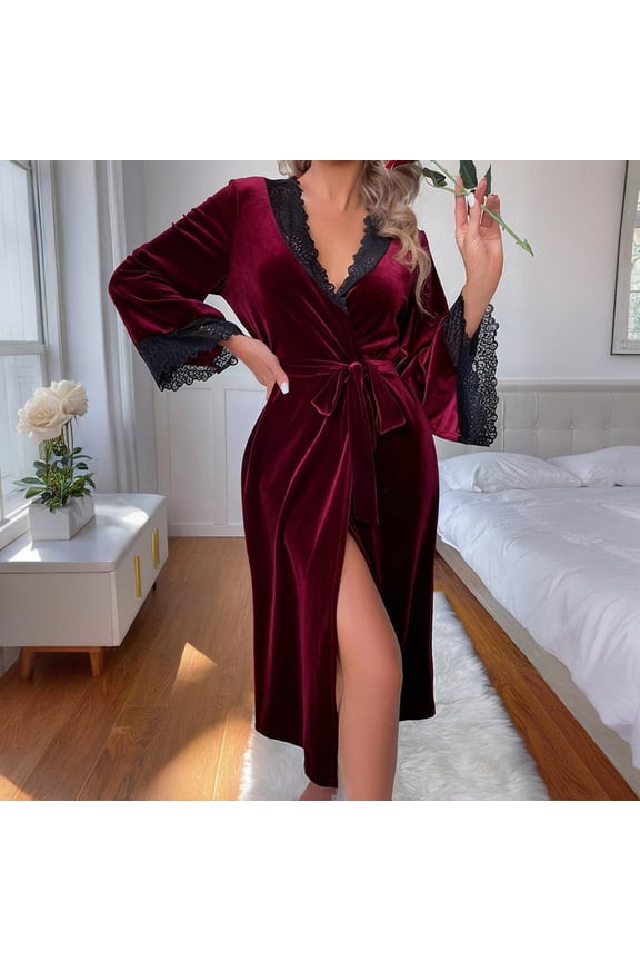 Long Sleeve Kimono Robe for Women Wrap Style with Self-Tie Belt Soft Flowing Loungewear Elegant Sleepwear for Bride & Everyday Lounge Gift