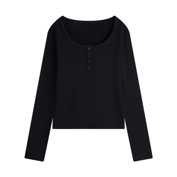Pounoo Long Sleeve Shirts for Women Button Ribbed Knit Solid Color Tops for Women Comfy Fall Loose Fit Sweatshirts Gift