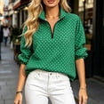 thumbnail image 1 of Pounoo Mock Neck Sweatshirt Women Stand Collar Long Sleeve Half Zip Polka Dot Print Plain Sweatshirts for Women Oversized Fit Vacation Wear Soft Womens Sweatshirts, 1 of 7