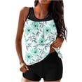 thumbnail image 1 of Pounoo Modest Two Piece Swimsuits Women Floral Print Racerback Loose Tops Side Tie Swim Shorts Beach Vacation Outfit Gift, 1 of 5