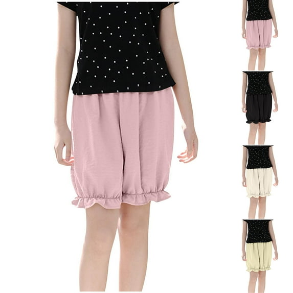 Pounoo New 2025 Girls Shorts Size 10-12 Cute Solid Summer Shorts Elastic Waisted Soft Satiny Shorts for Girls