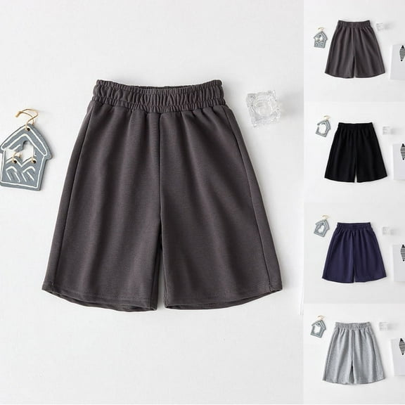 Pounoo New 2025 Girls Shorts Size 10-12 Fashion Solid Summer Half Shorts Pants Elastic Waisted Stretchable Shorts for Girls