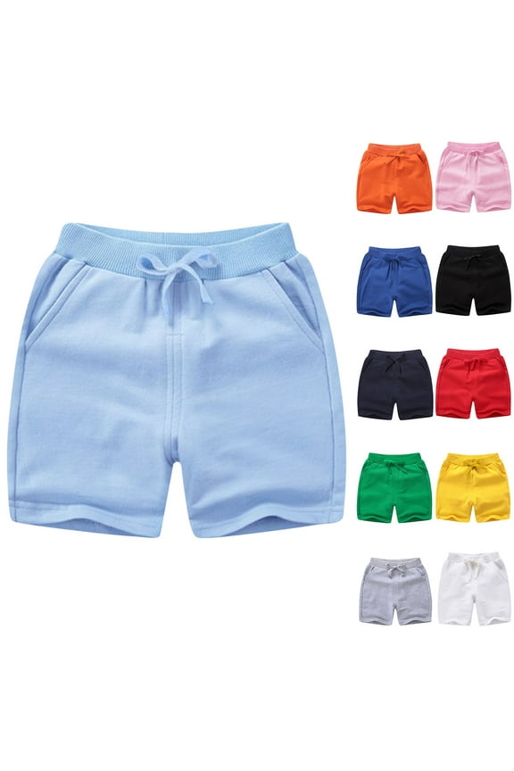 New 2025 Girls Shorts Size 10-12 Fashion Solid Summer Half Shorts Pants Elastic Waisted Tie Front with Pocket Breathable Shorts for Girls