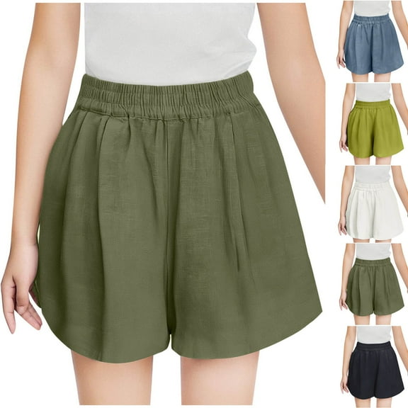 Pounoo New 2025 Girls Shorts Size 10-12 Fashion Solid Summer Shorts Elastic Waisted Soft Satiny Shorts for Girls