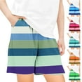 thumbnail image 1 of Pounoo New 2025 Girls Shorts Size 10-12 Fashion Striped Summer Shorts Elastic Waisted with Pocket Lightweight Shorts for Girls, 1 of 5