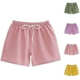 thumbnail image 1 of Pounoo New 2025 Girls Shorts Size 10-12 Loose Solid Summer Shorts Elastic Waisted Tie Front Lightweight Shorts for Girls, 1 of 6