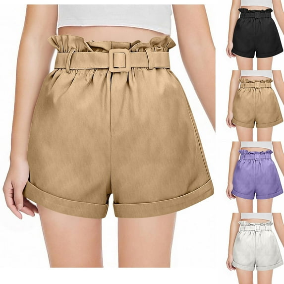 Pounoo New 2025 Girls Shorts Size 10-12 Loose Solid Summer Shorts Elastic Waisted Tie Front Lightweight Shorts for Girls