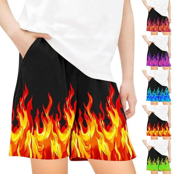 Pounoo New 2025 Shorts for Girls 4-16 Casual Print Summer Shorts Elastic Waisted with Pocket Quick Drying Girls Shorts 7-8