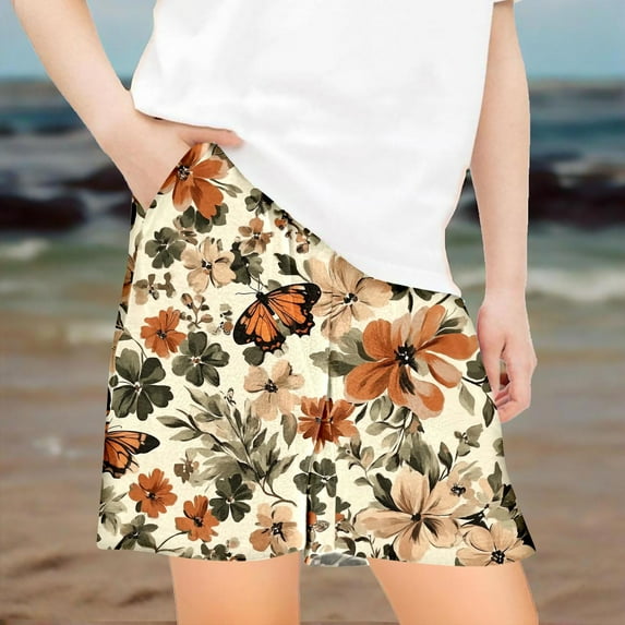 Pounoo New 2025 Shorts for Girls 4-16 Children's Summer Shorts Loose Print Sports Pants Casual Pants with Pockets for Boys and Girls Girls Shorts 7-8