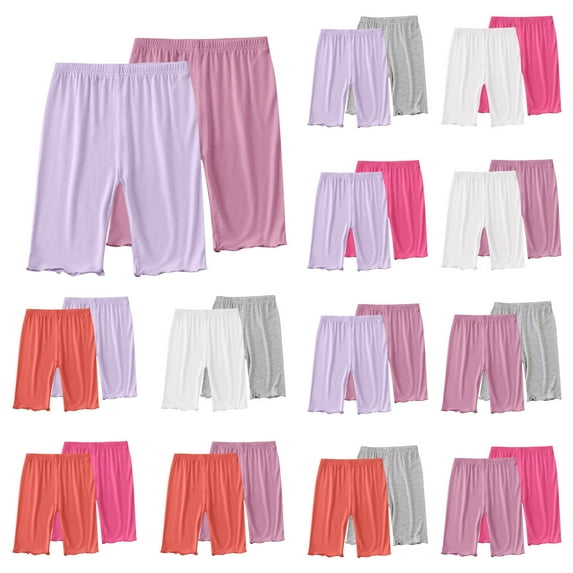 Pounoo New 2025 Shorts for Girls 4-16 Cozy Solid Summer Half Shorts Pants Elastic Waisted Breathable Girls Shorts 7-8