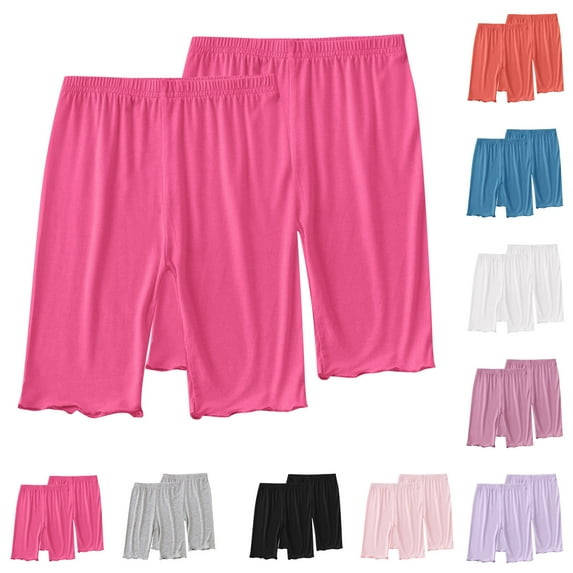 Pounoo New 2025 Shorts for Girls 4-16 Cozy Solid Summer Half Shorts Pants Elastic Waisted Lightweight Girls Shorts 7-8