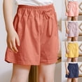 thumbnail image 1 of Pounoo New 2025 Shorts for Girls 4-16 Cozy Solid Summer Shorts Elastic Waisted Breathable Girls Shorts 7-8, 1 of 8