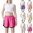 thumbnail image 1 of Pounoo New 2025 Shorts for Girls 4-16 Cozy Solid Summer Shorts Elastic Waisted with Pocket Lightweight Girls Shorts 7-8, 1 of 8