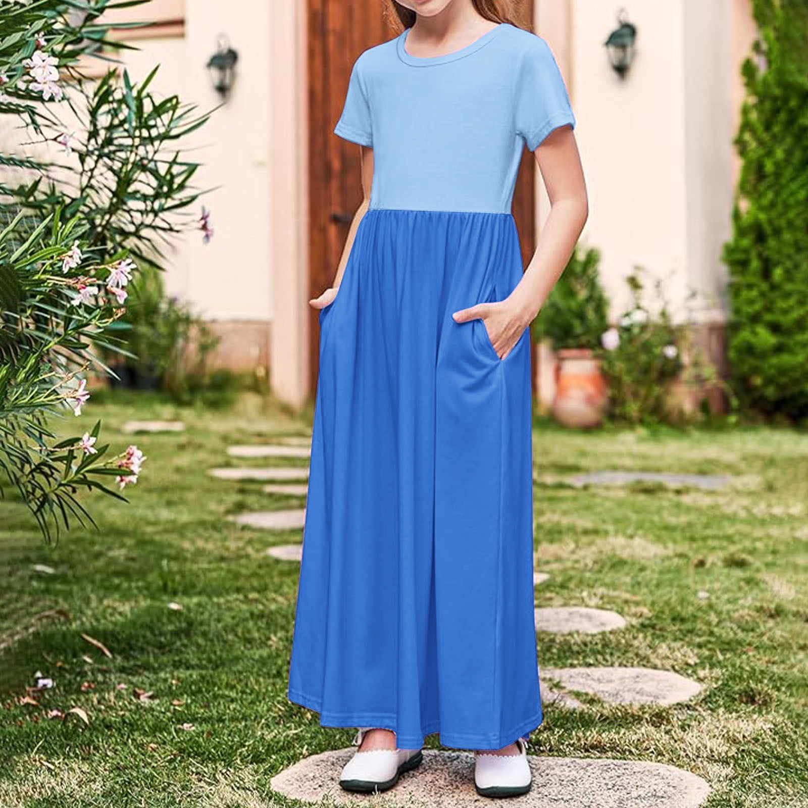 cute solid color dresses Hinvhai Summer Solid Color Dresses for Women Casual Cute Square Neck Puff Short Sleeve Dress with Pockets Black, Women's, Size: Large