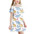thumbnail image 1 of Pounoo New Girls Dresses 10-12 (3-12Y) Children'S Fashion Print Dream Nightgown Short-Sleeved Round Neck Dress Dresses For Kids Girls, 1 of 5