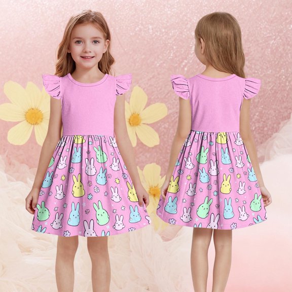 Pounoo New Girls Dresses 10-12 Cute Print Sleeveless Flower Girl Dresses Round Neck Knee Length Dress Quick Drying Dresses For Kids Girls
