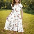 thumbnail image 1 of Pounoo New Girls Dresses 10-12 Fashion Girl Summer New Short Sleeve Ruffled Pockets Round-Neck Independent Printed Dress Dresses For Kids Girls, 1 of 6