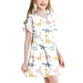 thumbnail image 1 of Pounoo New Girls Dresses 10-12 Leisure Print Short Sleeve Casual Dresses Round Neck Knee Length Dress Quick Drying Dresses For Kids Girls, 1 of 5
