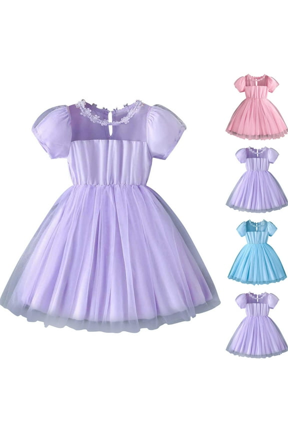 New Girls Dresses 10-12 Little Girls Short Sleeves Casual Birthday Dress With Tutu Skirt Dresses For Kids Girls