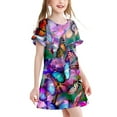 thumbnail image 1 of Pounoo New Kids Dresses Girls Cute Print Short Sleeve Casual Dresses Round Neck Knee Length Dress Soft Comfort Girls Dresses 7-8, 1 of 5