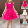 thumbnail image 1 of Pounoo New Kids Dresses Girls Glitzy Print Sleeveless Flower Girl Dresses Round Neck Knee Length Dress Lace Lightweight Girls Dresses 7-8, 1 of 8