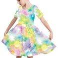 thumbnail image 1 of Pounoo New Kids Dresses Girls Loose Print Short Sleeve Casual Dresses Round Neck Knee Length Dress Soft Comfort Girls Dresses 7-8, 1 of 7