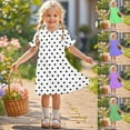 thumbnail image 1 of Pounoo New Kids Dresses Girls Trendy Print Short Sleeve Casual Dresses Round Neck Knee Length Dress Stretchable Girls Dresses 7-8, 1 of 10