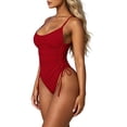 thumbnail image 1 of Pounoo One Piece Swimsuits for Women Square Neck Sleeveless Bodysuit Side Drawstring Ruched Detail Summer Beach Pool Swimwear Outfits, 1 of 5