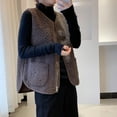 thumbnail image 1 of Pounoo Oversized Vest Women Fuzzy Fleece Sleeveless Vests Button Down Teddy Coat Gilet for Winter with Pockets, 1 of 7