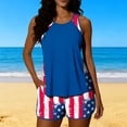 thumbnail image 1 of Pounoo Patriotic Two Piece Swimsuits Women American Flag Print Sleeveless Tops High Waisted Shorts Tankini Sets Beach Wear Gift, 1 of 6