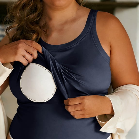 Pounoo Plus Size Womens Tank Tops with Built in Bra Plus Size Padded Camisole Shelf Bra Tummy Control Vest Casual Workout Yoga Shirt Undershirt Gift