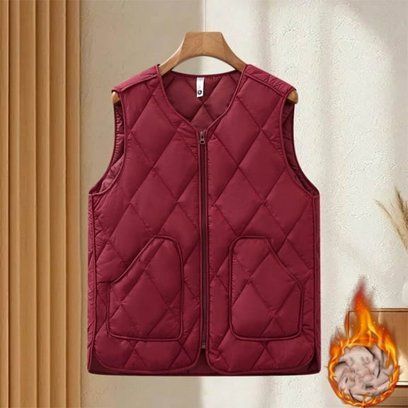 Pounoo Puffer Vest Women Zip Up V Neck Lightweight Quilted Down Sleeveless Outerwear Warm Winter Jackets Coats with Pockets Gift